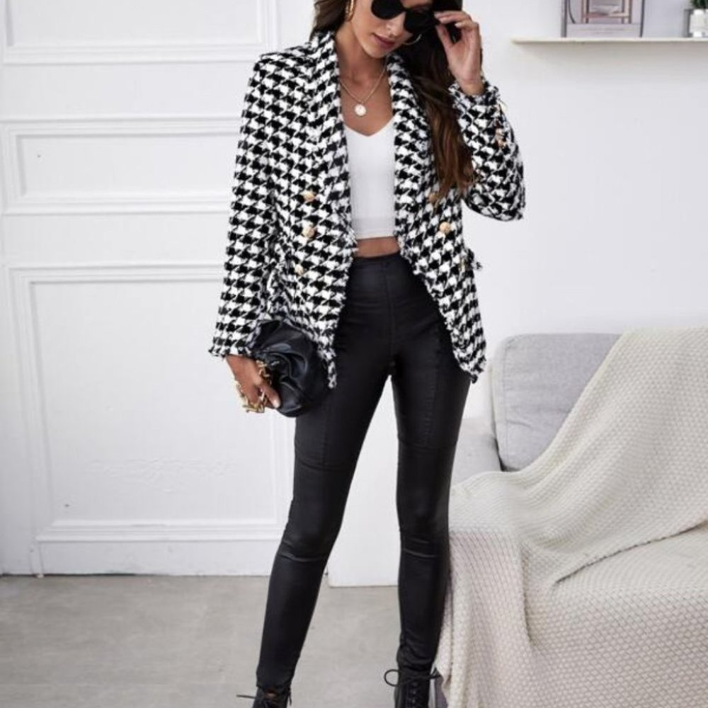 THE CLASSIC Houndstooth Blazer Jacket - Picture 5 of 16